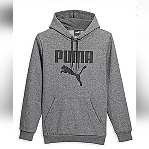 PUMA Mens Long Sleeve Casual Hoodie Gray With Black Colored Logo Size Medium